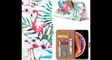 FONU Boekmodel Hoesje Flamingo iPhone XR
