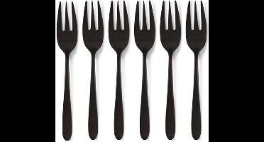 vtwonen - Basic - Set van 6 - Taartvorkjes - Zwart - Roestvrij staal