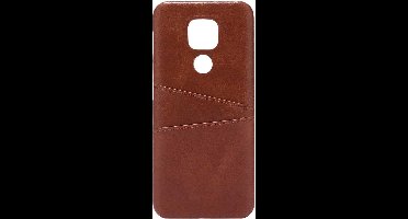Shop4 - Motorola Moto G9 Play Hoesje - Harde Back Case Cabello met Pasjeshouder Bruin
