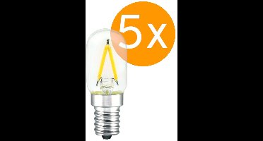 5 stuks | Ledmaxx LED filament buislamp 1.5W 180lm 2700K helder Niet-Dimbaar | E14 | Extra Warm Wit | 1.5 watt | 15.000 Branduren