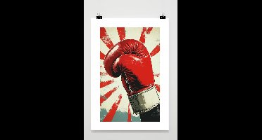 Bokshandschoen Poster - Boksen Posters - Sport - Passe-Partouts Effect - Wanddecoratie Woonkamer - 180 gram papier - BL5998YR - Formaat 70 x 100cm