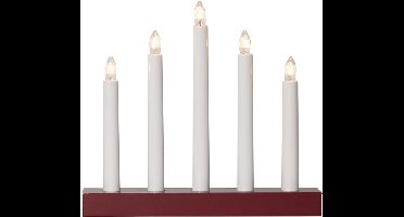 Star Trading Discrete raamkroonluchter 'Inez' in wit en rood, 5-lamps, vervangbare E10-lampen, netvoeding, B 26,5 cm