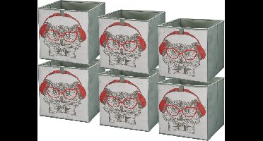 LAVITA® Opbergmand Textiel - 31x31x31 Uil 6 Stuks - Opbergbox Kast Organizer Opbergdoos - Kastlade Verdeler Voor Kleding Ondergoed Badkamer Kledingkast - Vouwdoos Stoffen Doos Opbergdozen