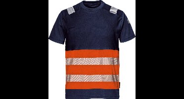 SIR SAFETY CONTRAST Korte mouw Hi Vis Reflecterend Werk T-shirt HEREN Oranje Blauw - EN 20471 Klasse 1 - 175 g/m²