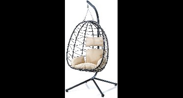Egg Hangstoel - Hangstoel met Standaard - Chair voor Binnen en Buiten - Grijs