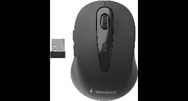 Gembird draadloze USB muis met 6 knoppen - 800-1600 DPI / zwart