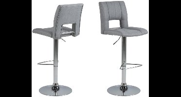 Giga Living Barkruk Wistad - Lichtgrijs/Zilver - Zithoogte 83cm - Set van 2