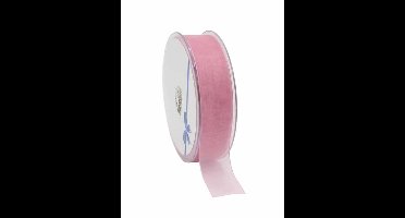 Oud Roze Organza lint 25 mm / 50 mtr.