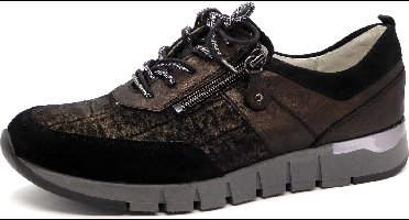 Waldläufer Dames Sneaker - 908009-301-709 Zwart/Combi - Wijdte H - Maat 5½ (38.5)