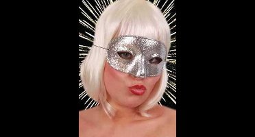 Oogmasker domino glitter zilver