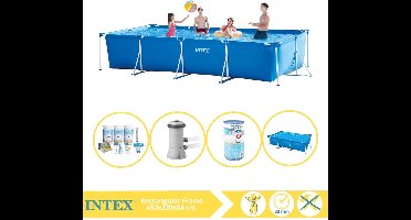 Intex Rectangular Frame Zwembad - Opzetzwembad - 450x220x84 cm - Inclusief Solarzeil, Onderhoudspakket, Zwembadpomp en Filter