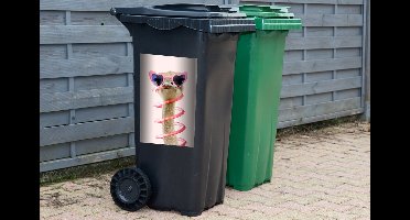 Container sticker Struisvogel - Zonnebril - Roze - Dieren - 40x60 cm - Kliko sticker