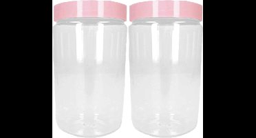 PlasticForte Voorraadpot/bewaarpot - 2x - 800 ml - kunststof - oud roze - B10 x H15 cm