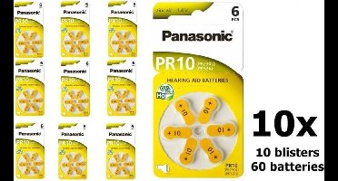 60 Stuks (10 Blister a 6st) Panasonic 10 MF Gehoorapparaat batterijen