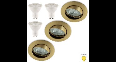Lybardo - Inbouwspots 3-pack - Kantelbaar + LED Spot 2.4W - Warmwit Licht
