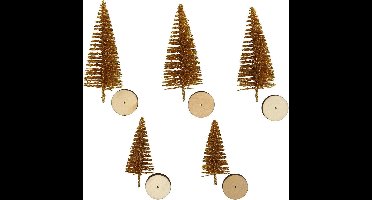 Creotime Miniatuur Kerstbomen 5 Stuks 4 - 6 Cm Goud