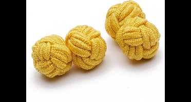 Manchetknopen - Zijden Knoop Oranje Geel