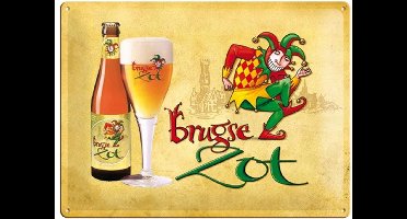 Brugse Zot.   Metalen wandbord in reliëf 30 x 40 cm.