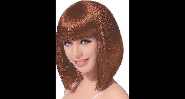 "Half lange bruine pruik voor vrouwen  - Verkleedpruik - One size"