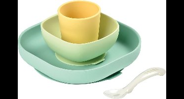 Béaba Siliconen Eet Set met Zuignap Geel