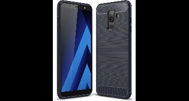 Ntech Soft Brushed TPU Hoesje Geschikt Voor Samsung Galaxy A6+ (2018) - Donker Blauw