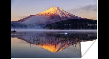 Poster Fuji berg vanuit het meer Yamanaka in het Aziatische Japan - 30x20 cm