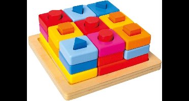 Bino Vormenpuzzel Blok Junior 15 X 15 X 6 Cm Hout 2-delig