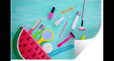 Muurstickers - Sticker Folie - Meloen met make-up - 30x20 cm - Plakfolie - Muurstickers Kinderkamer - Zelfklevend Behang - Zelfklevend behangpapier - Stickerfolie