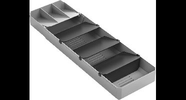 Metaltex - Verstelbare bestekbak UniFit - Grijs - 90 stukken servies - Bestekhouder - Verstelbaar & Uitschuifbaar van 40 tot 49 cm