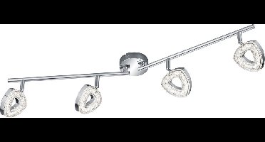 LED Plafondspot - Torna Turon - 16W - Warm Wit 3000K - 4-lichts - Rechthoek - Mat Chroom - Aluminium