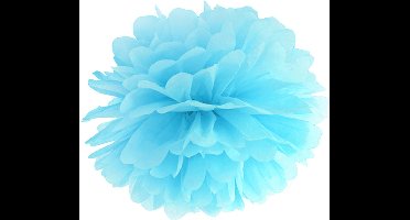 PARTYDECO - Hemelsblauwe papieren hangende pompon 25 cm