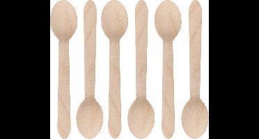 DEPA BBQ/verjaardag/camping bestek - lepels - 100x - hout - 16 cm - eco friendly/composteerbaar - wegwerp