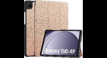 Ntech Tablet Hoes Geschikt voor Samsung Galaxy Tab A9 / Galaxy Tab A11 8.7 inch hoes Trifold Bookcase - Rose Goud