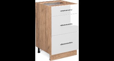 Vicco Fame-Line Keukenonderkast – 50 cm, WB Marmer Wit Hoogglans