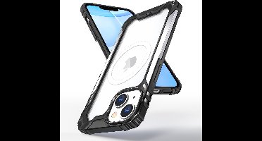 Hoesje Geschikt voor iPhone 14 Plus Magsafe hoes Ring Shockproof bumper case – Zilver