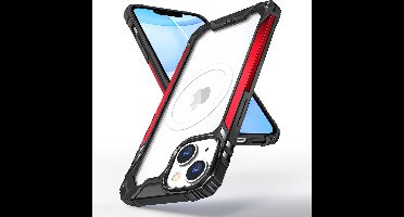 Hoesje Geschikt voor iPhone 14 Plus Magsafe hoes Ring Shockproof bumper case – Rood