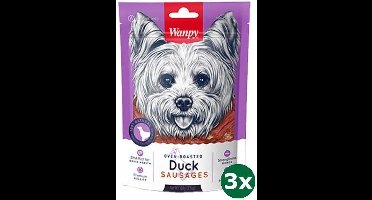Wanpy - Geroosterde eend worstjes hondensnack 3x100gr