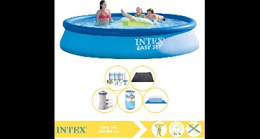 Intex Easy Set Zwembad - Opblaaszwembad - 396x84 cm - Inclusief Onderhoudspakket, Filter, Grondzeil en Solar Mat