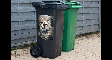 Container sticker Tijger - Wilde dieren - Bloemen - Jungle - 40x60 cm - Kliko sticker