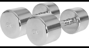 Gorilla Sports Dumbellset 30 kg - 2x15 kg - Halterset - Vaste dumbbells - Chroom