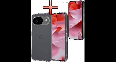 Hoesje - Met Screenprotector - Geschikt voor Google Pixel 9 - Sterk & Shockproof - Back Cover - Siliconen Case - Telefoon Hoes - Transparant
