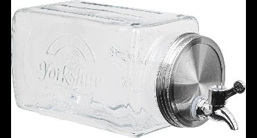 HI Drank/Water/Limonade dispenser tap - 3,8L - glas - 32,5 x 15 cm - koelkast drankdispenser