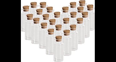 Hobby flesjes met kurken dop - 48x - glas - 10 ml - D2 x H6 cm