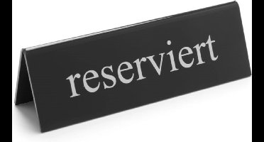 HENDI Tafelstandaard gereserveerd – dubbelzijdig bedrukt – zwart-wit – 130x30x38 mm