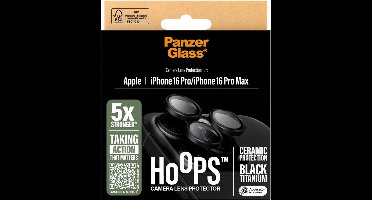 PanzerGlass Screenprotector geschikt voor Apple iPhone 16 Pro Glazen | PanzerGlass Ceramic Hoops Camera Lens Protector - Case Friendly