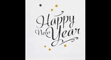 RIETHMULLER - 20 goudkleurige Happy New Year servetten