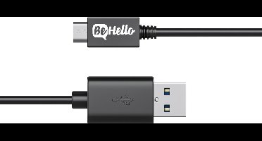 BeHello Micro-USB Oplaadkabel (3 meter) Zwart - Extra lange laadkabel
