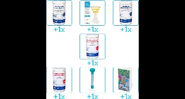 Zwembad Onderhoudspakket - Onderhoud Zwembad - bevat Chloor - Testrips - Chloor - PH-min - PH-plus - Thermometer en Zwembadgids (7-delig)