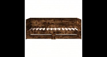 Slaapbank – Bank – Daybed – Logeerbed – Sofa Cama – Met Opberglades – Massief Hardhout – Ruimtebesparend 75x190 cm – Donker Eiken Afwerking