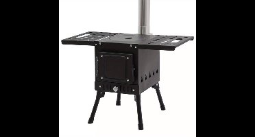 Mini Houtkachel – Campingkachel – Tentkachel – Houtkachel Outdoor – Caravankachel – Compact & Draagbaar – Verstelbare Pootjes & Rookafvoer